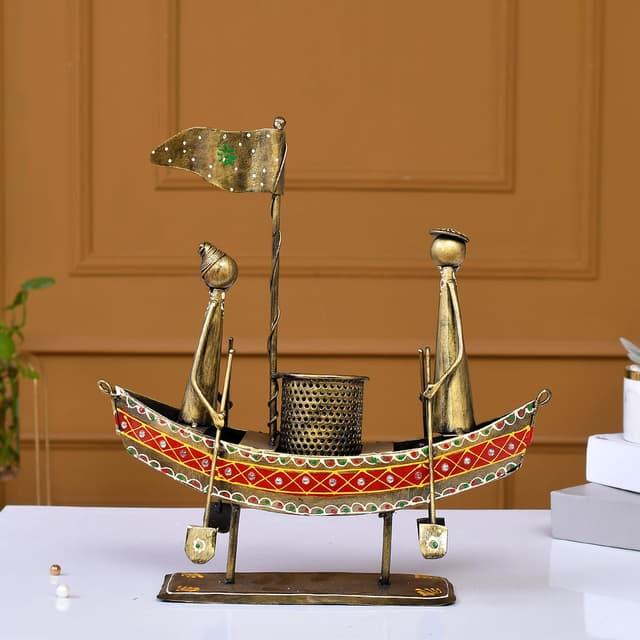 Tribal Boat Metal Figurine