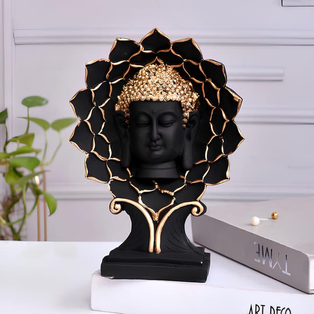 Sunflower Buddha Black Statue
