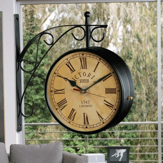 Vintage Double-Sided Station Wall Clock